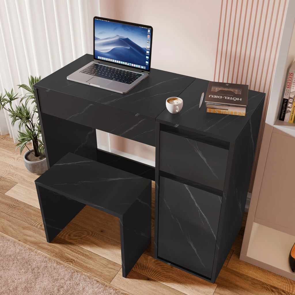 Coiffeuse avec miroir et rangement - Meuble de maquillage pour filles