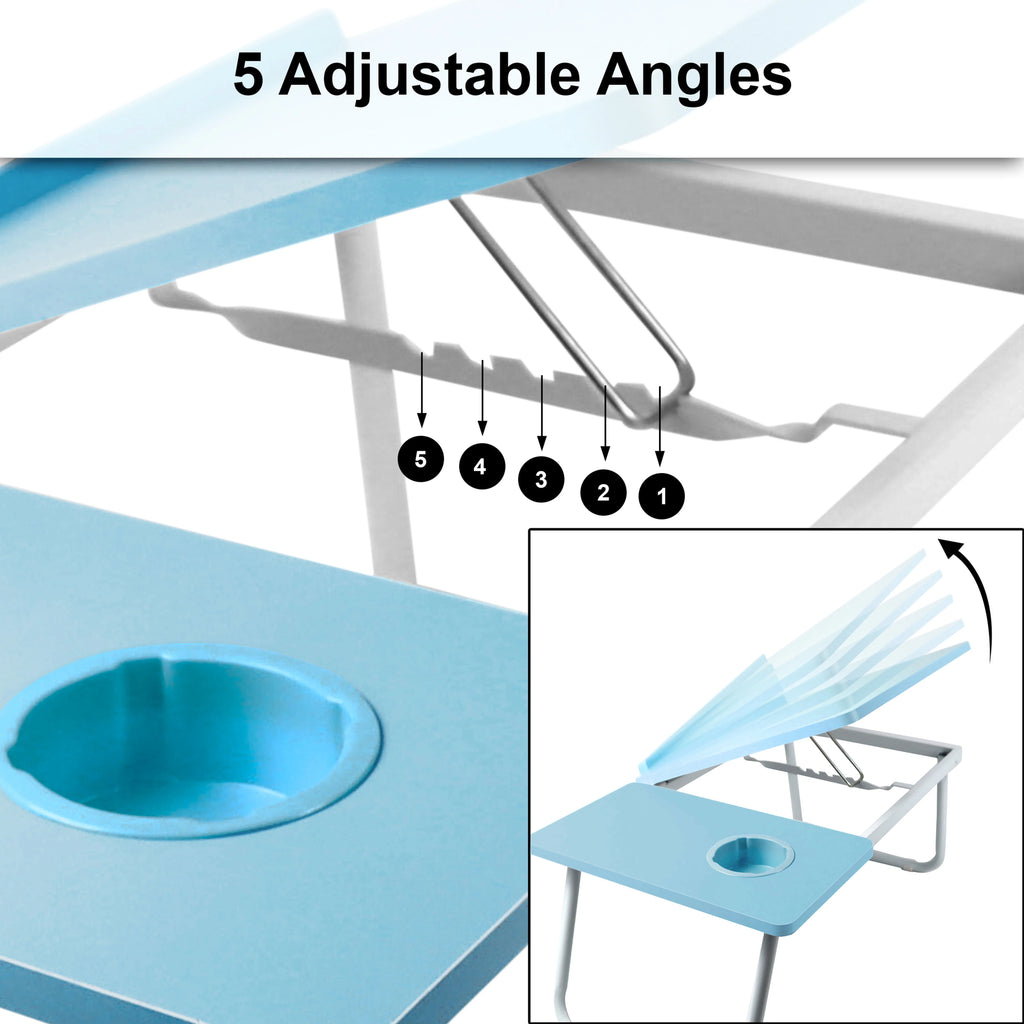 Table d'ordinateur portable portable réglable en hauteur avec porte-gobelet