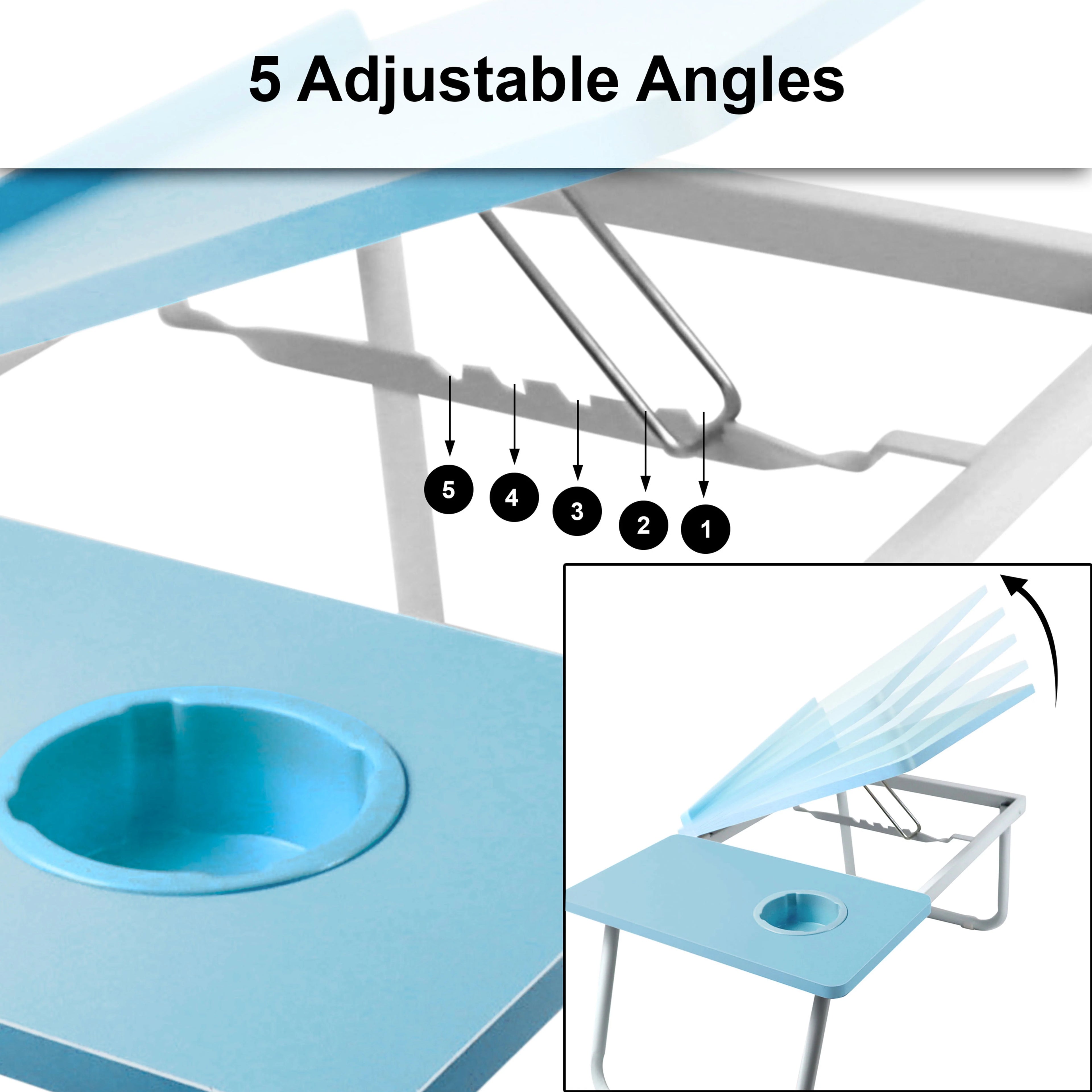 Table d'ordinateur portable portable réglable en hauteur avec porte-gobelet
