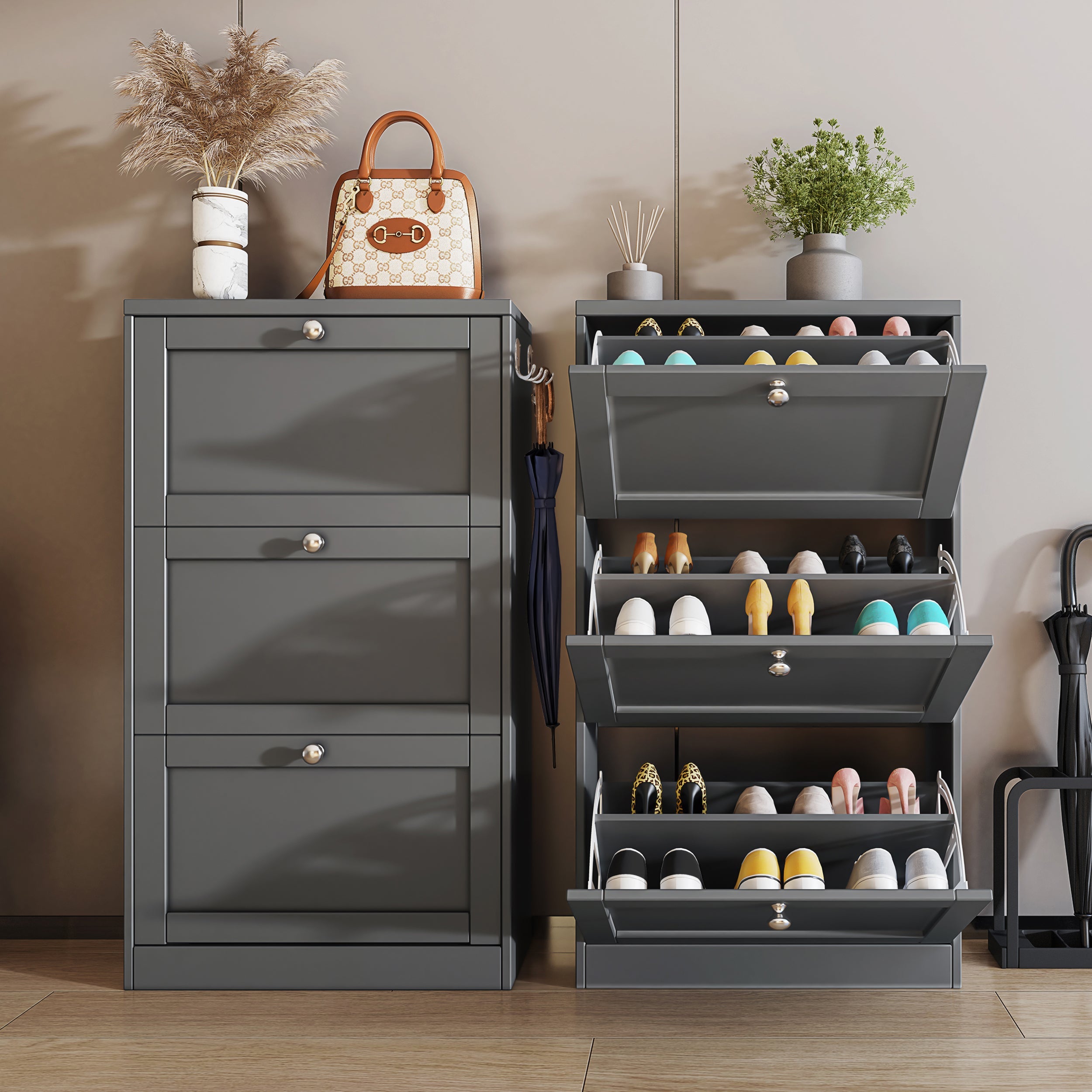 Meuble à chaussures Shaker pour entrée | Unité de rangement à chaussures moderne