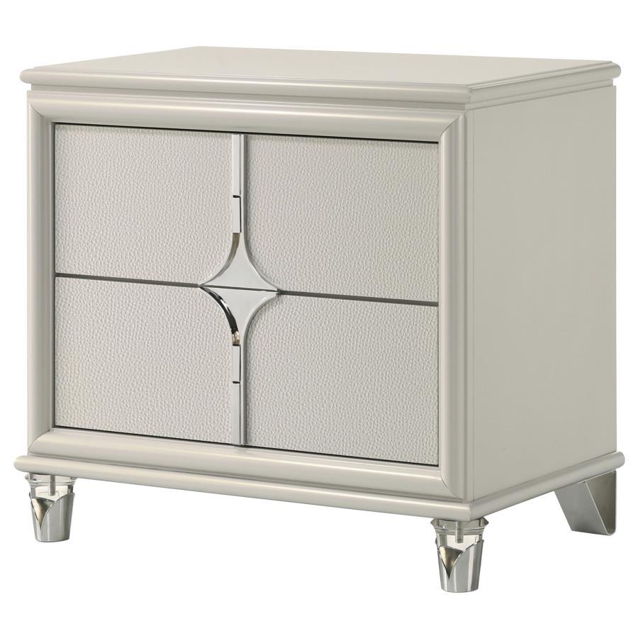 Olivia - Table de chevet 2 tiroirs - Blanc perle