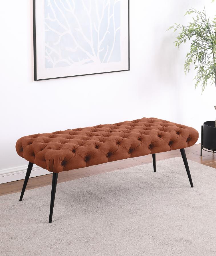 Ella - Banc capitonné rembourré avec pieds en métal