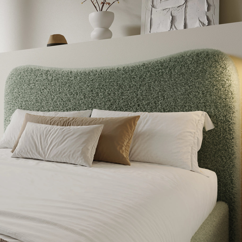 Lit coffre avec tête de lit incurvée - Cadre de lit coffre en boucle