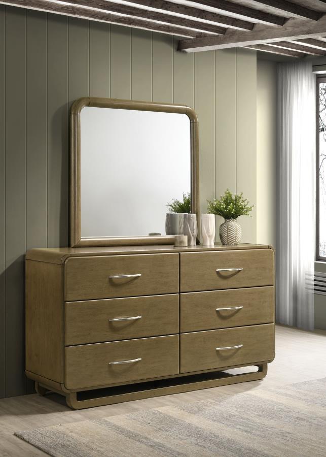 Amsbury - Commode 6 tiroirs et miroir - Muscade