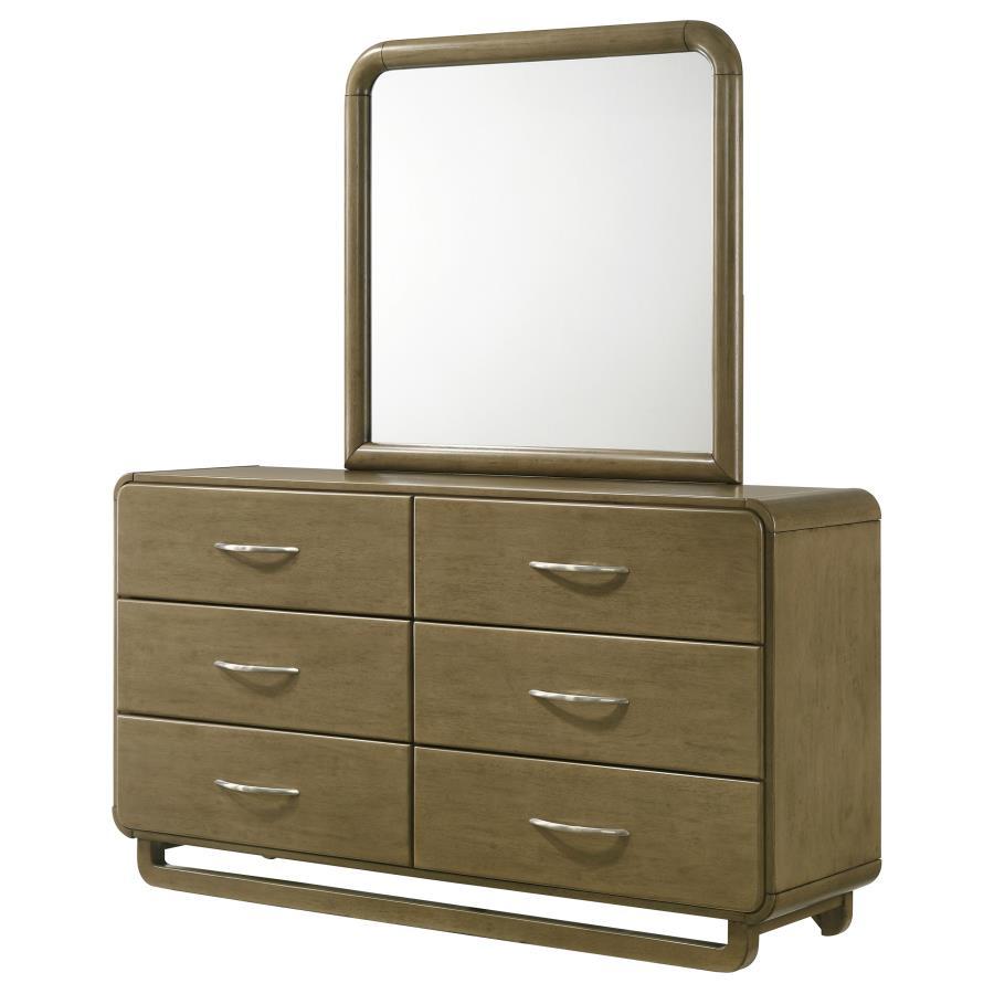 Amsbury - Commode 6 tiroirs et miroir - Muscade