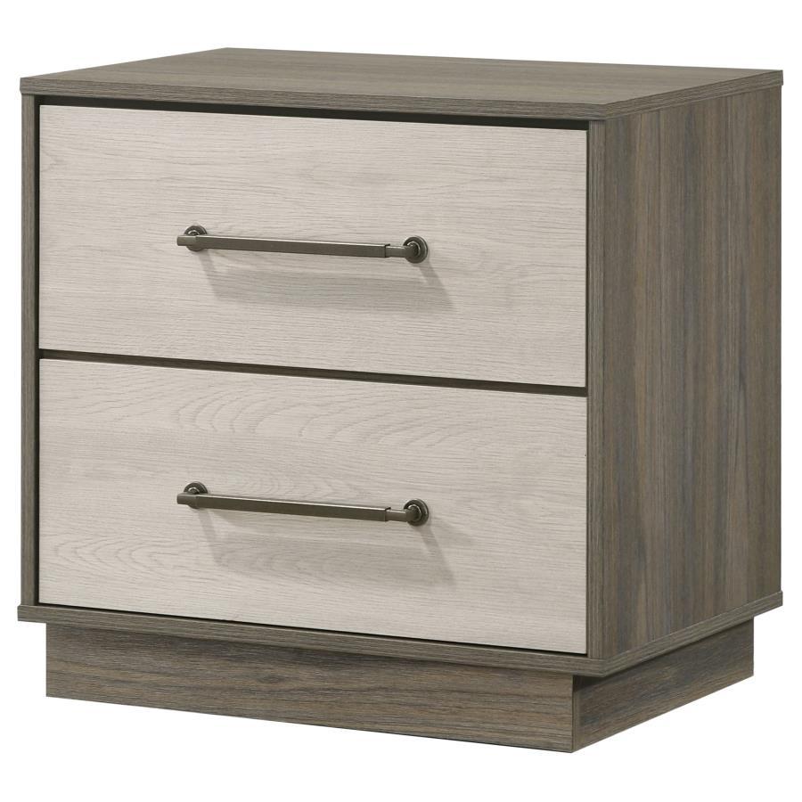 Fenwick - Table de chevet 2 tiroirs - Chêne gris