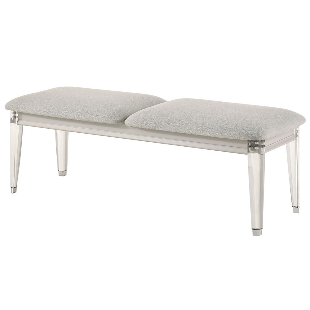 Laveda - Banc - Boucle gris clair et blanc perle