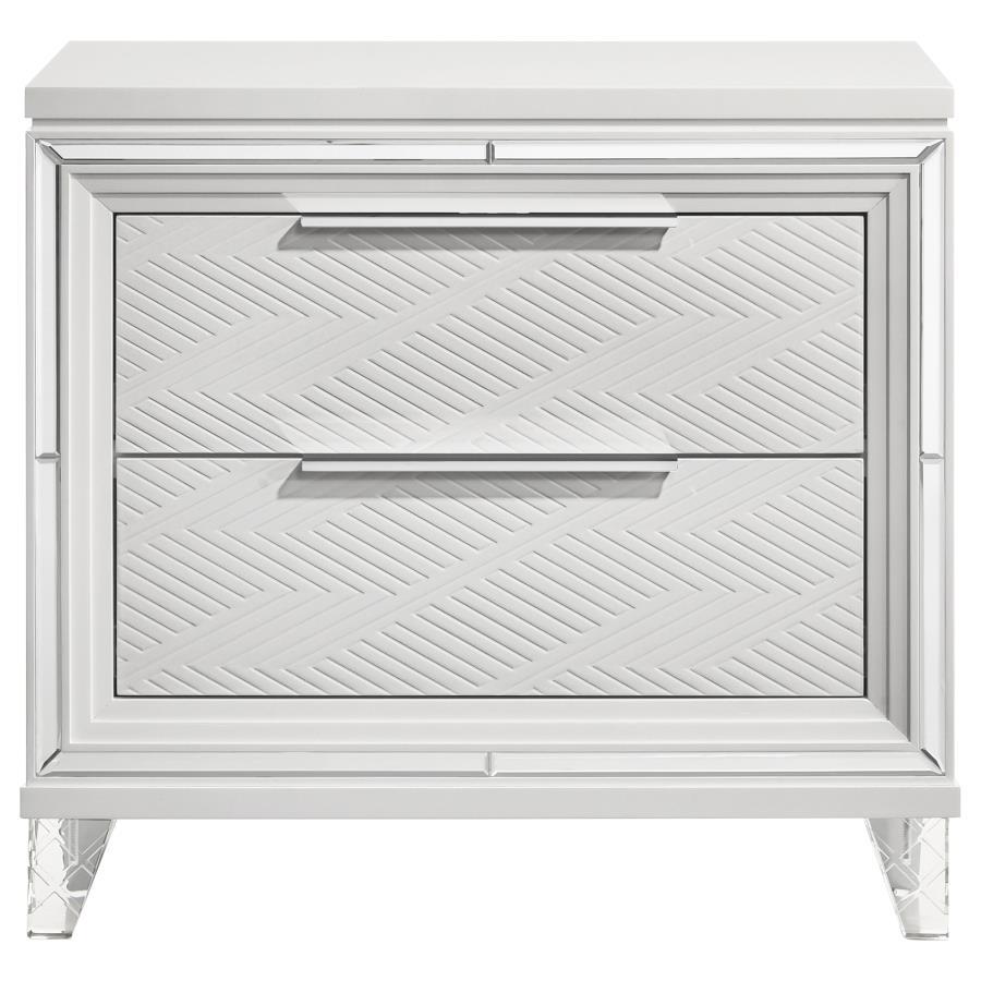Marmore - Table de chevet 2 tiroirs - Blanc