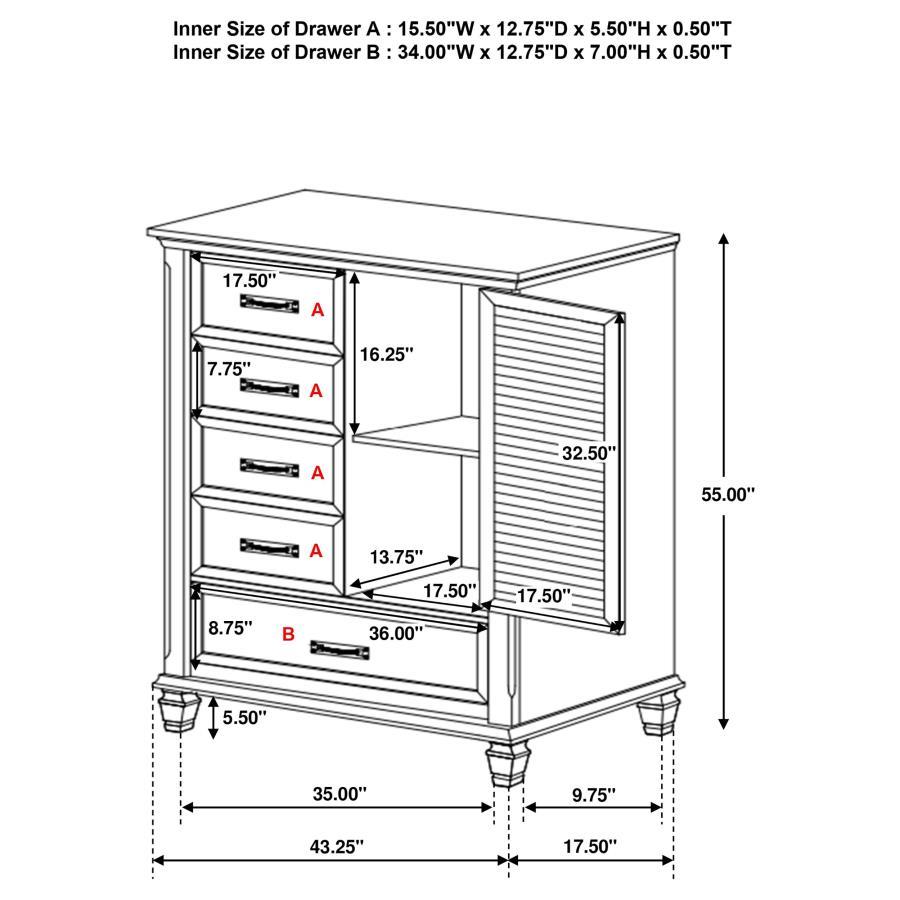 Franco - Commode à 5 tiroirs