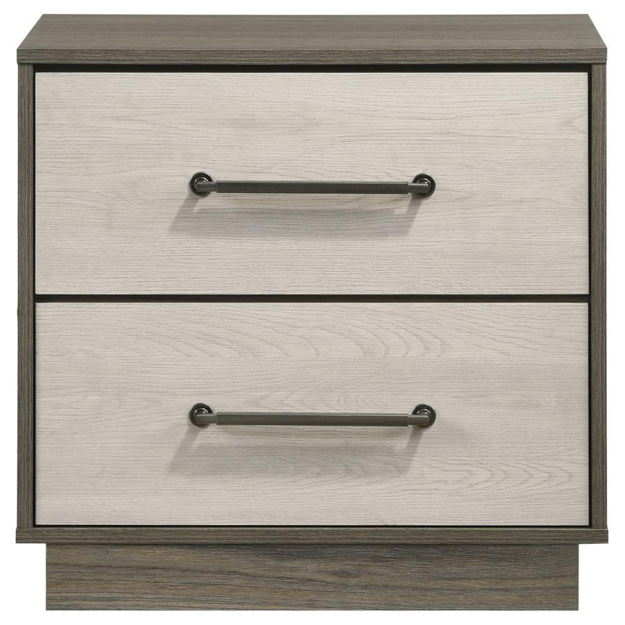 Fenwick - Table de chevet 2 tiroirs - Chêne gris
