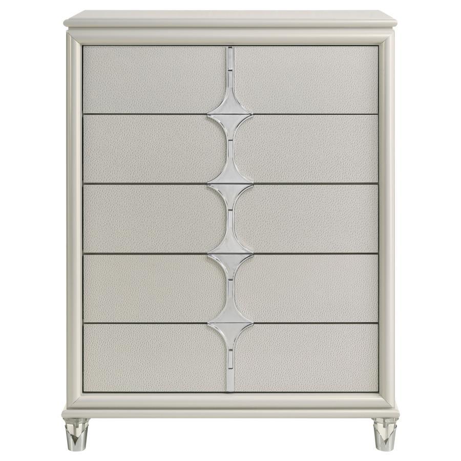 Olivia - Commode 5 tiroirs - Blanc perle
