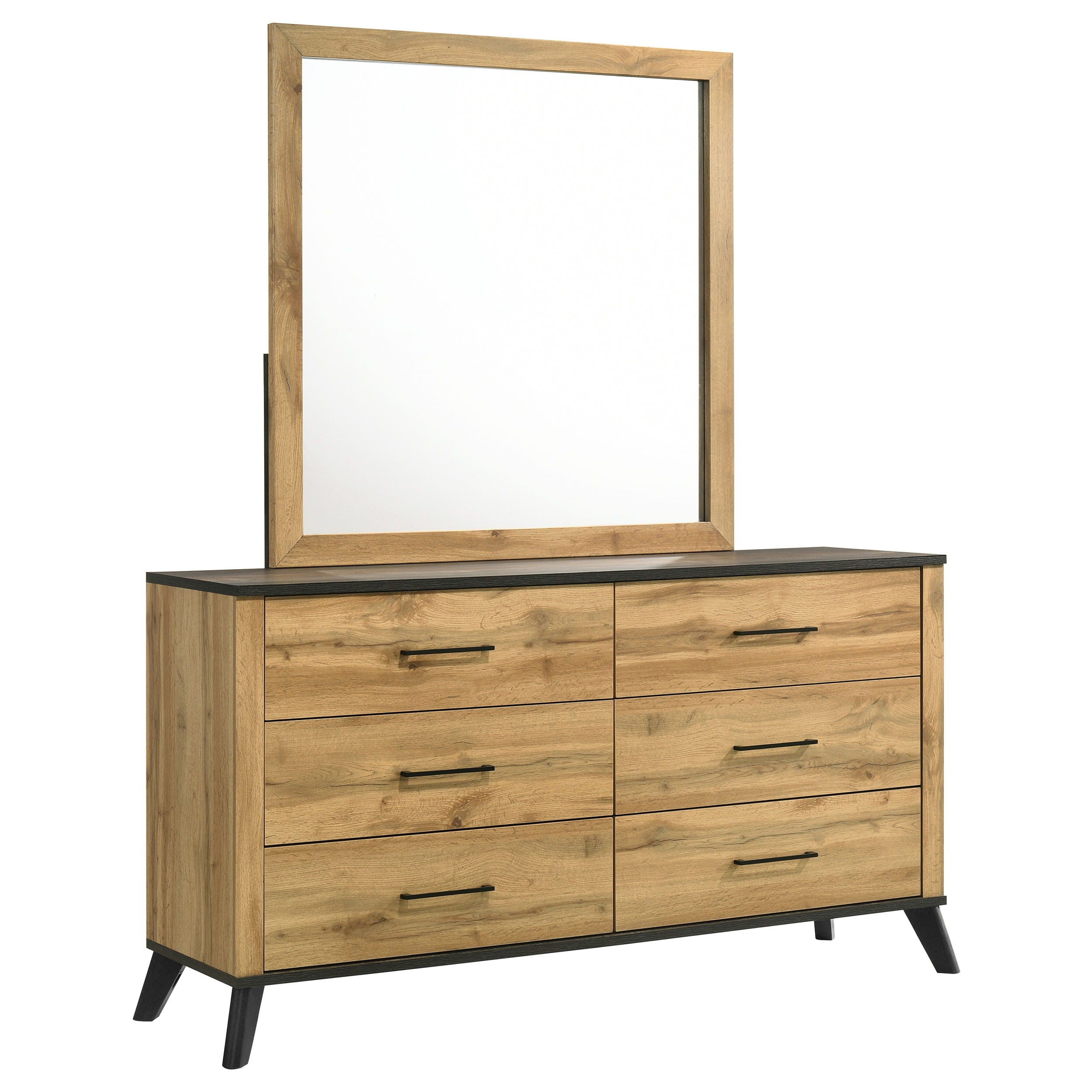 Kaywood - Commode 6 tiroirs et miroir - Pin naturel