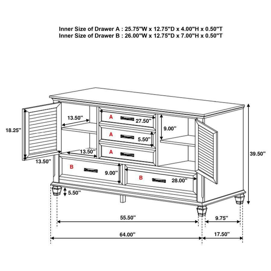 Franco - Commode 5 tiroirs