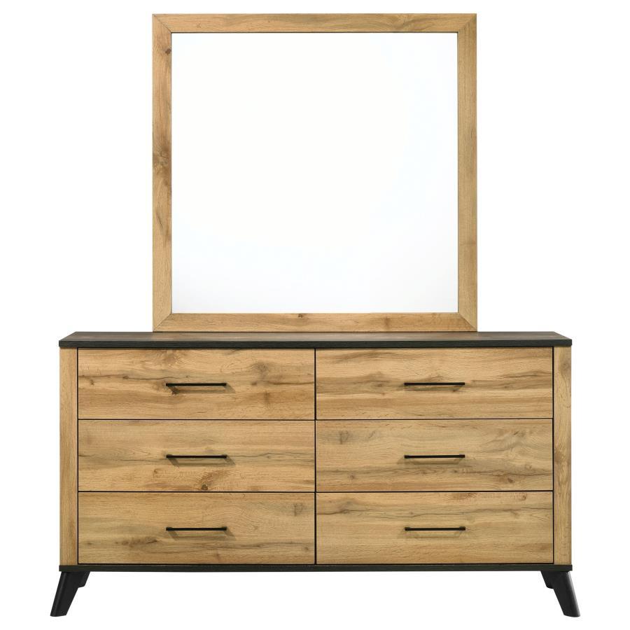 Kaywood - Commode 6 tiroirs et miroir - Pin naturel