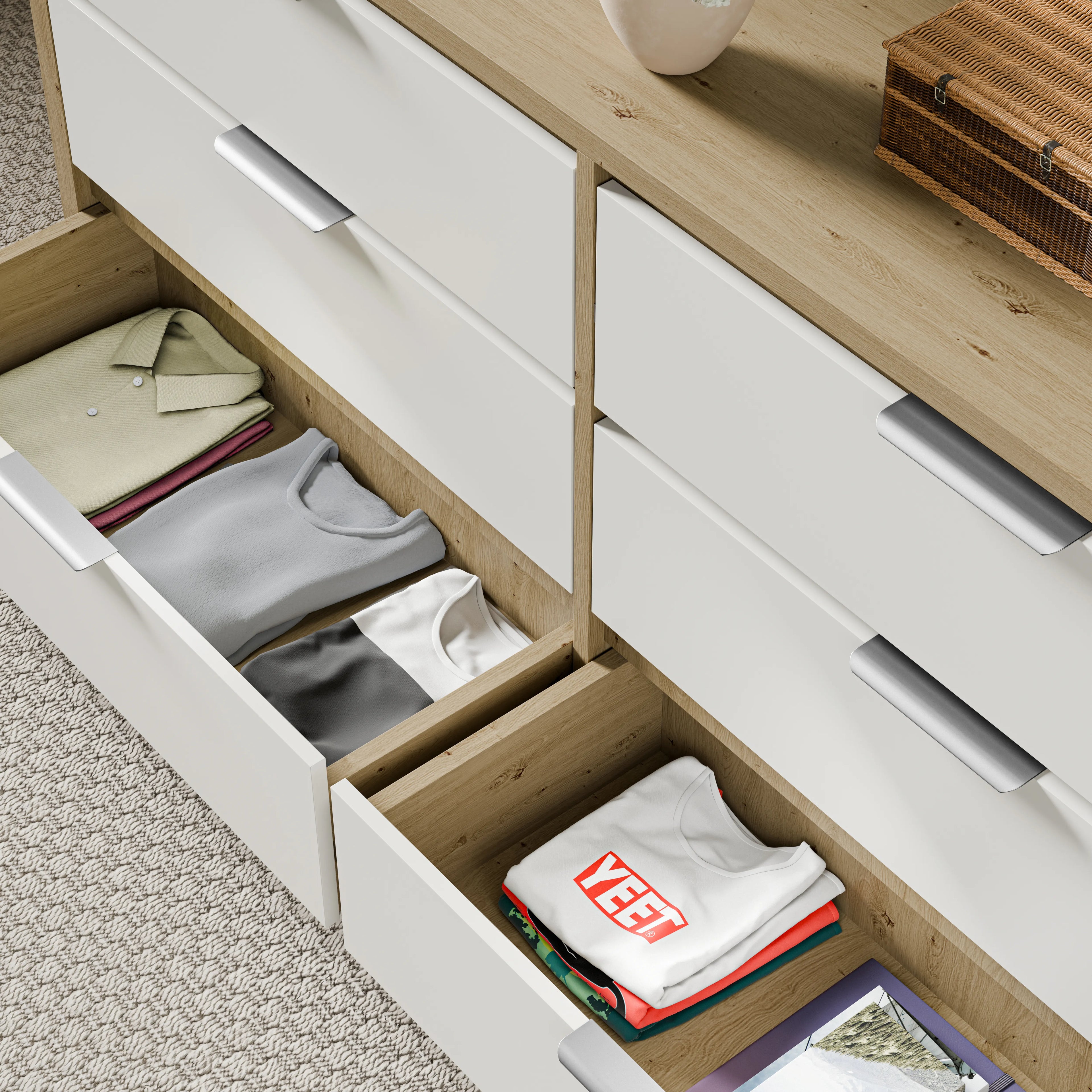 Skova Large 6 Chest of Drawers - Wide Bedroom Dresser