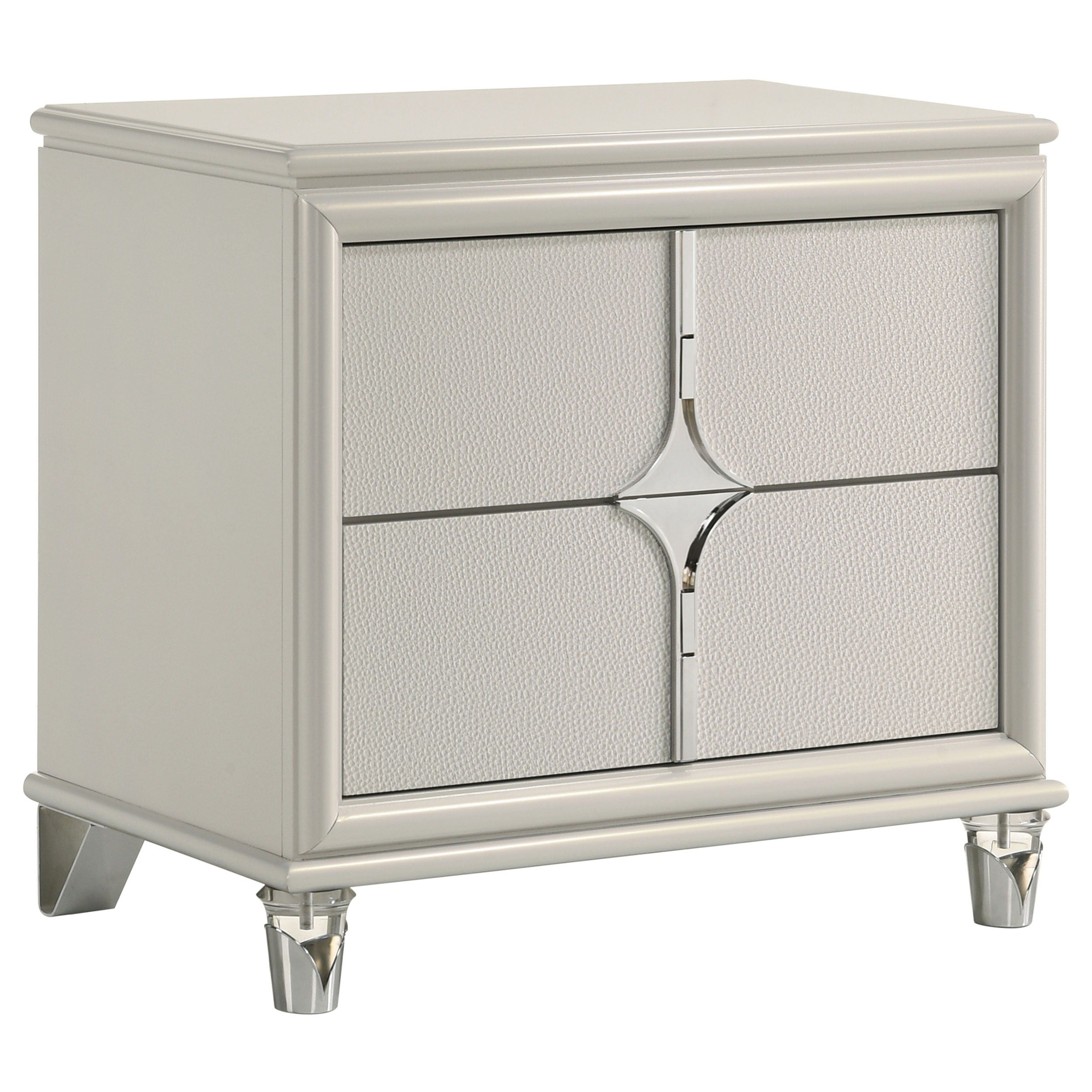 Olivia - Table de chevet 2 tiroirs - Blanc perle