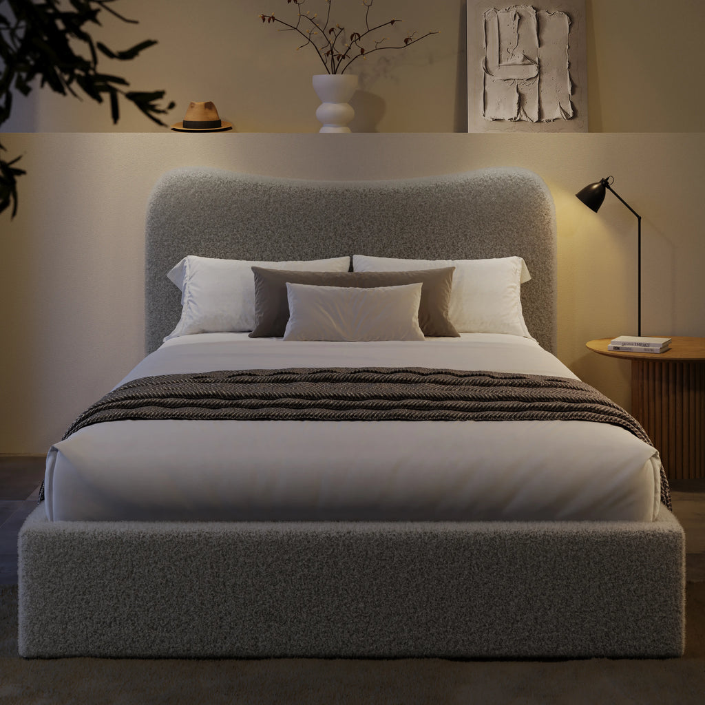 Lit coffre avec tête de lit incurvée - Cadre de lit coffre en boucle