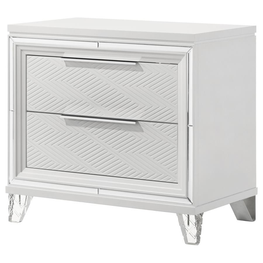 Marmore - Table de chevet 2 tiroirs - Blanc