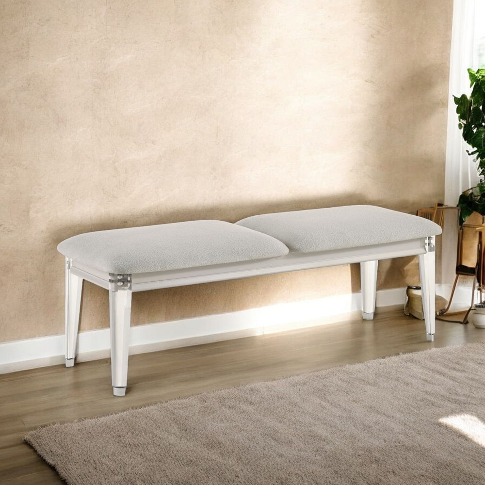Laveda - Banc - Boucle gris clair et blanc perle