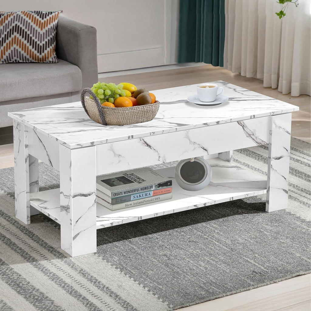 Table basse de rangement avec plateau relevable | Table basse moderne relevable de 120 cm de large