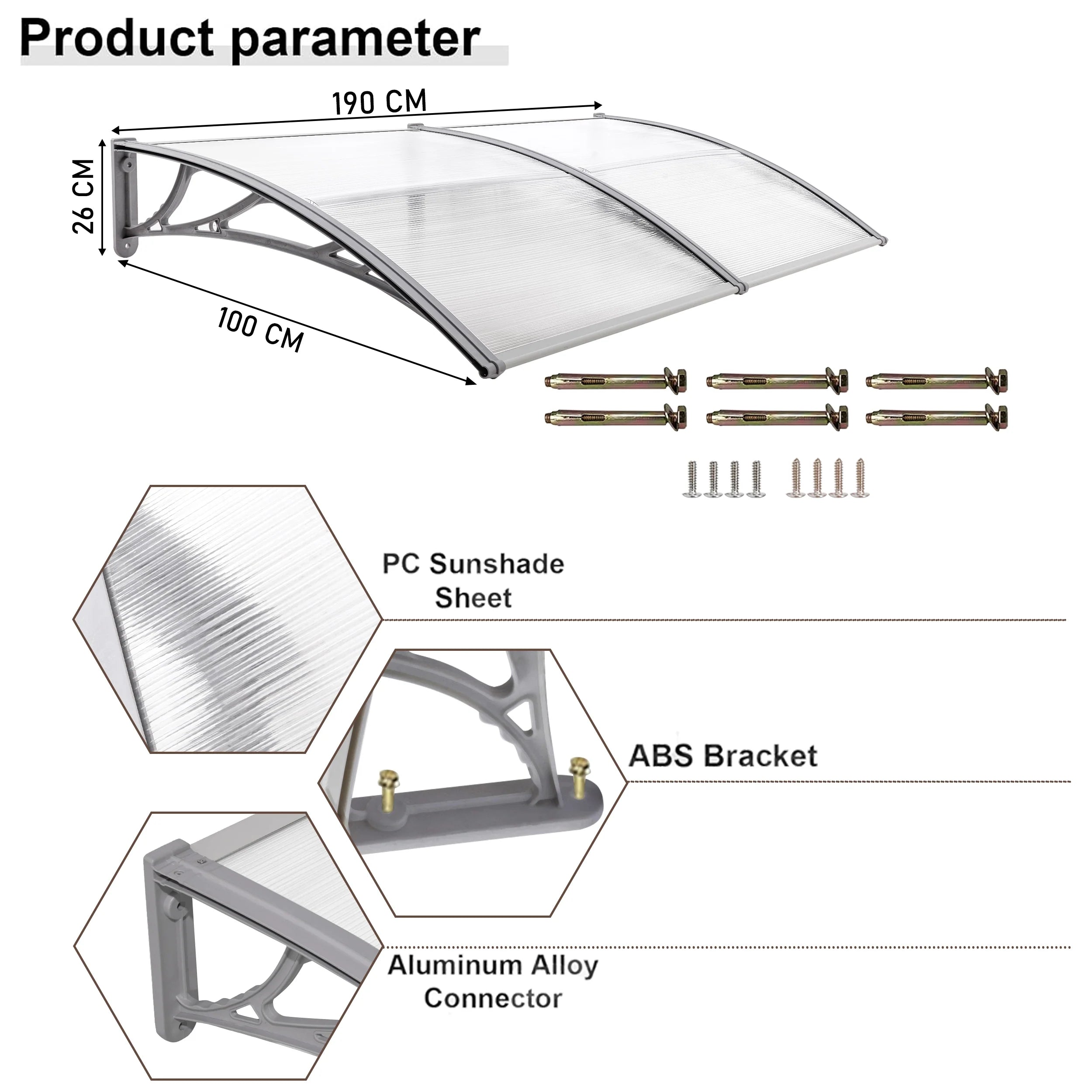 Auvent de porte d'entrée étanche