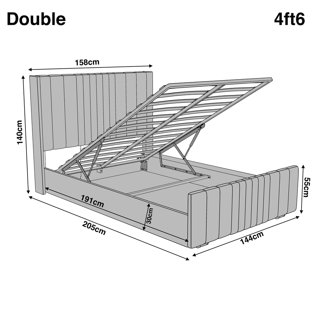 Lit coffre ottoman à oreilles avec lignes