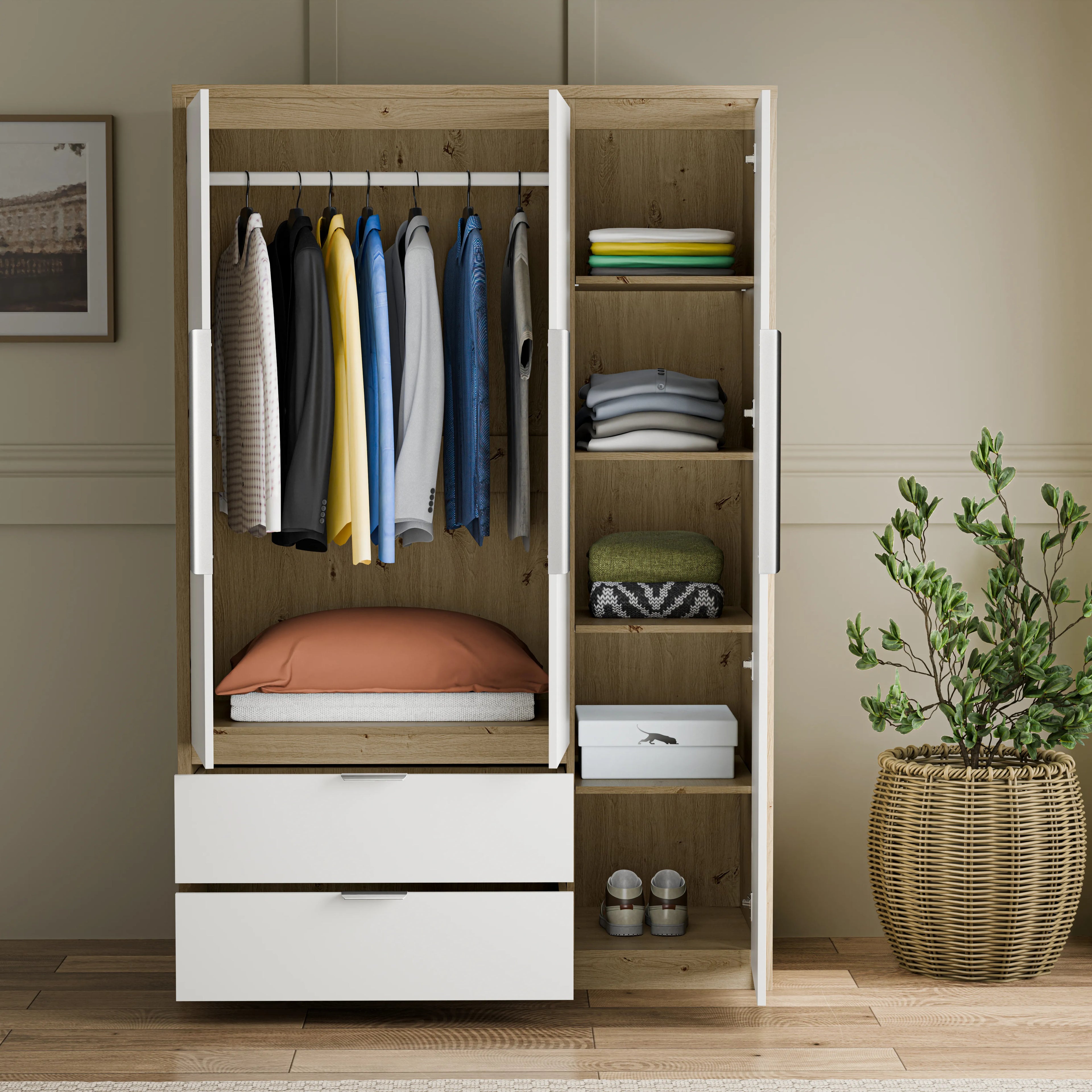 Skova 4 Piece Bedroom Set - Wardrobe and Chest of Drawers