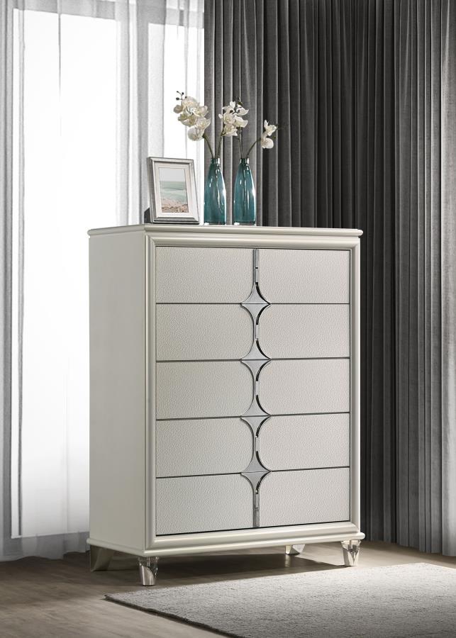 Olivia - Commode 5 tiroirs - Blanc perle