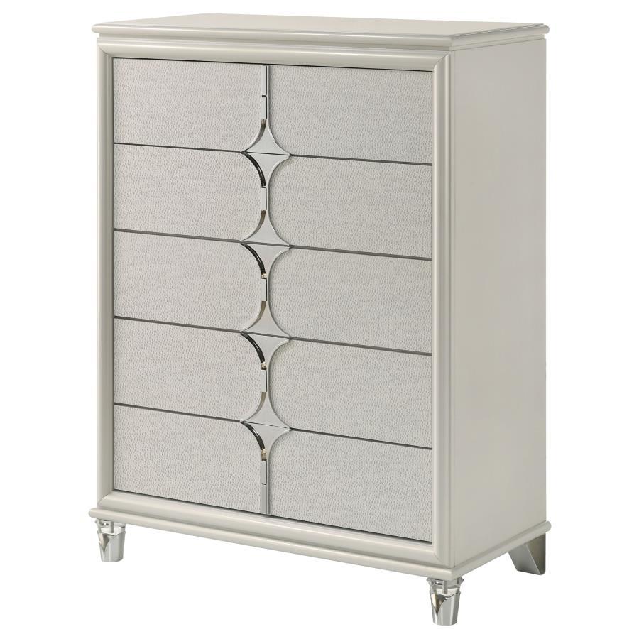 Olivia - Commode 5 tiroirs - Blanc perle