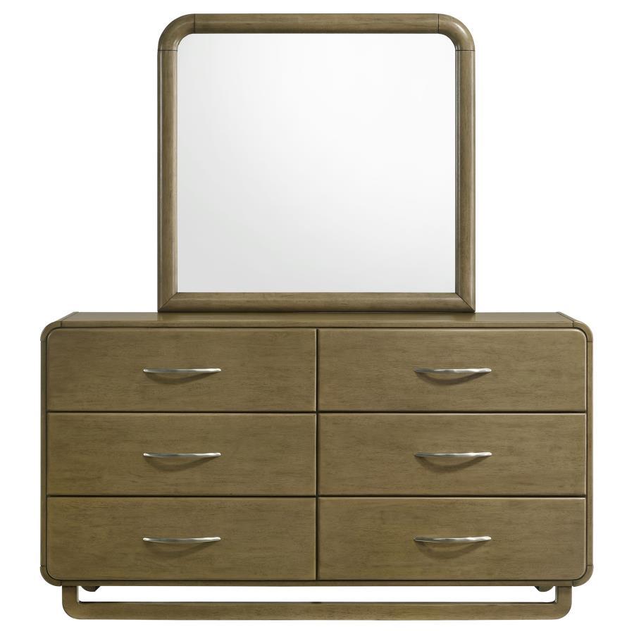 Amsbury - Commode 6 tiroirs et miroir - Muscade