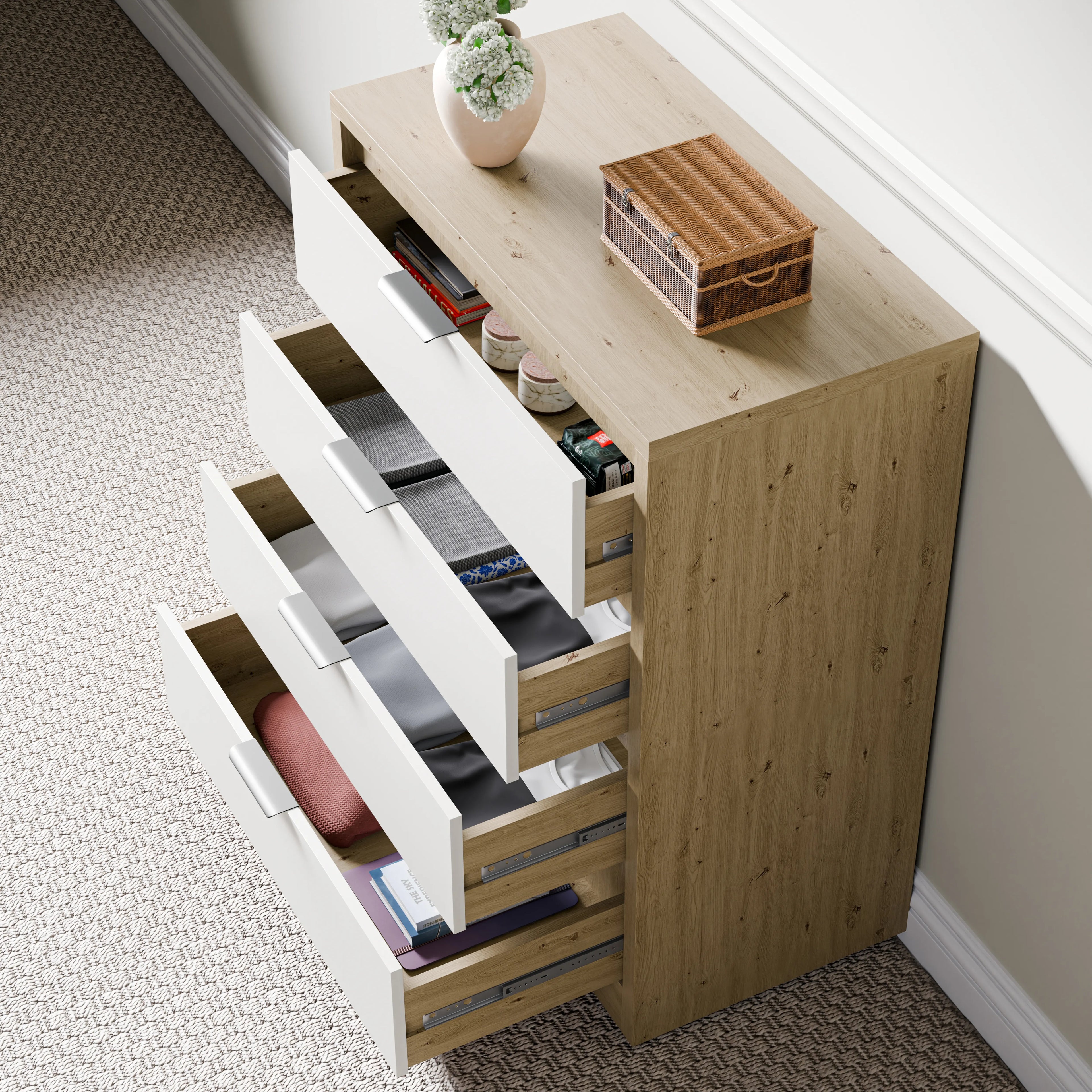 Commode Skova à 4 tiroirs - Commode Chester profonde