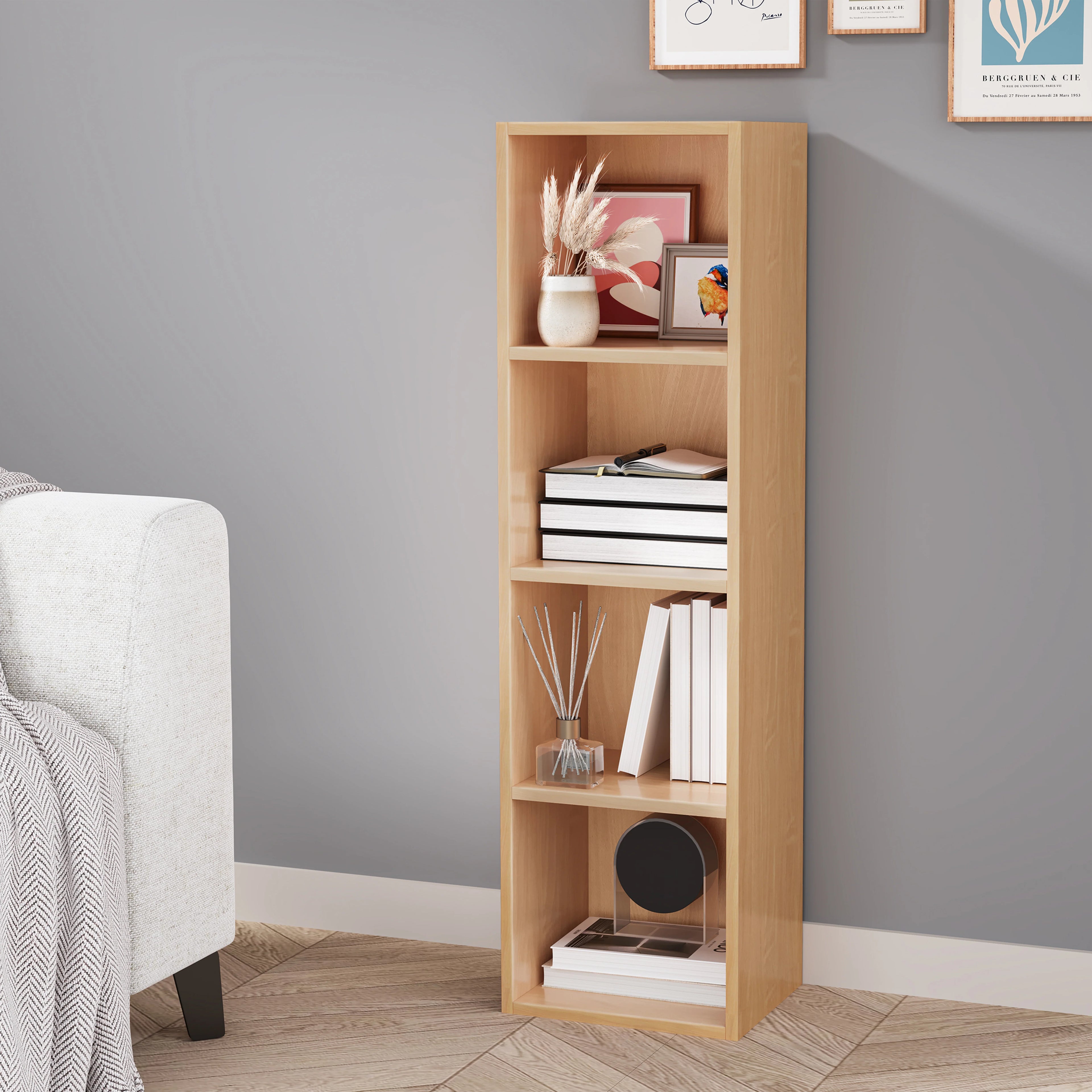 Bookcase Cube Storage Unit - Tall Narrow Bookshelf