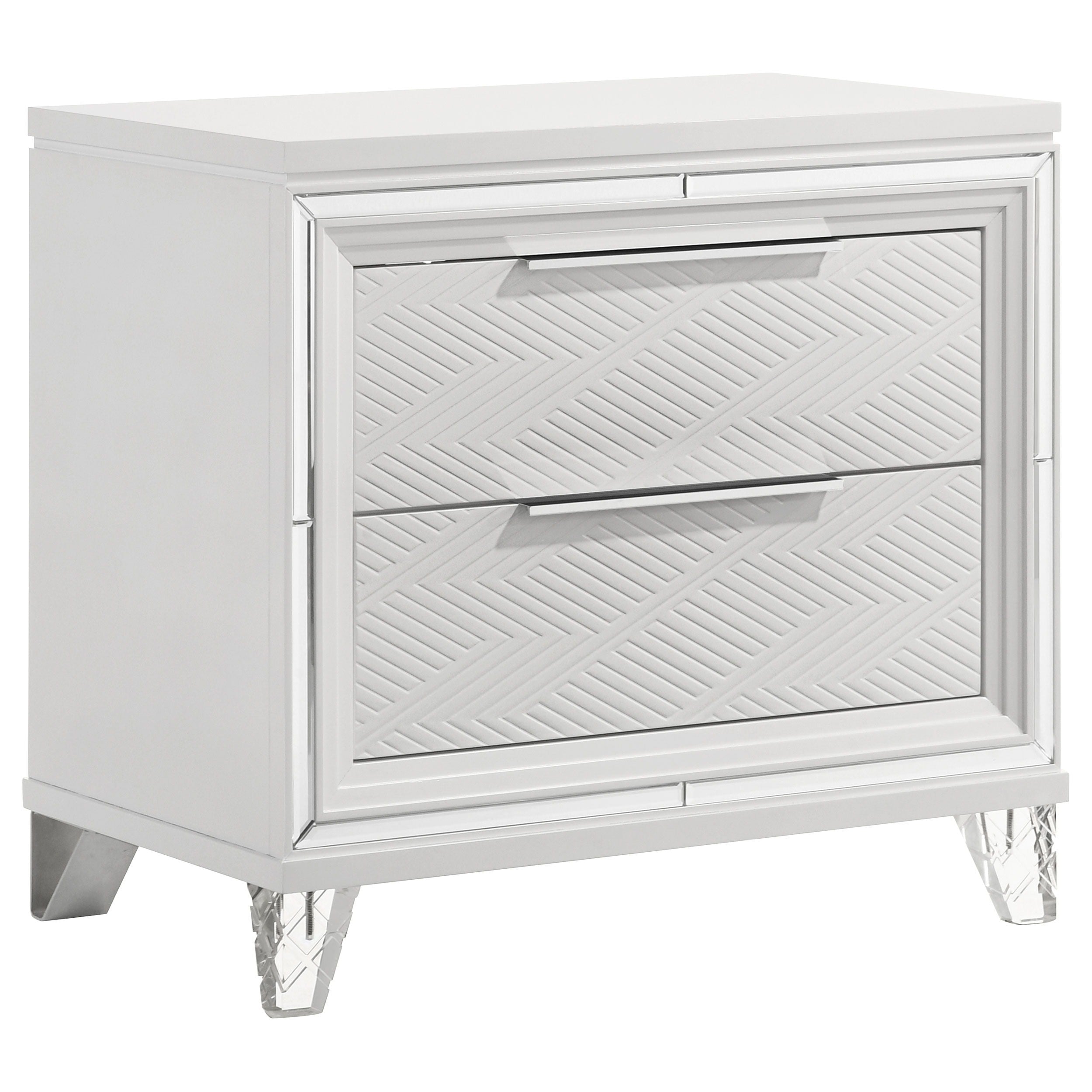 Marmore - Table de chevet 2 tiroirs - Blanc