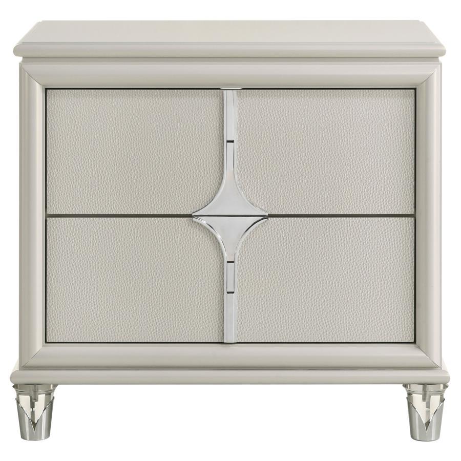 Olivia - Table de chevet 2 tiroirs - Blanc perle
