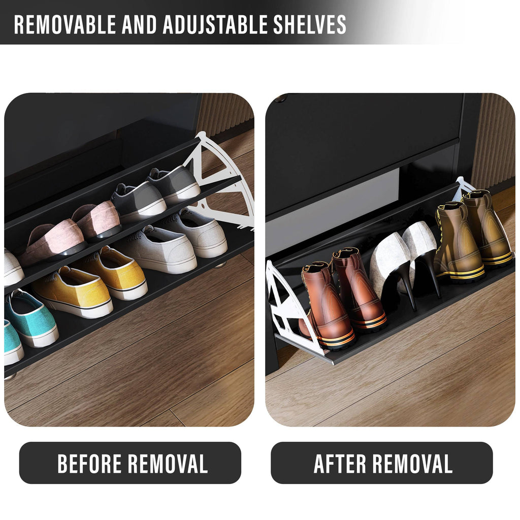 Meuble à chaussures moderne avec tiroirs | Rangement à chaussures à 2 portes