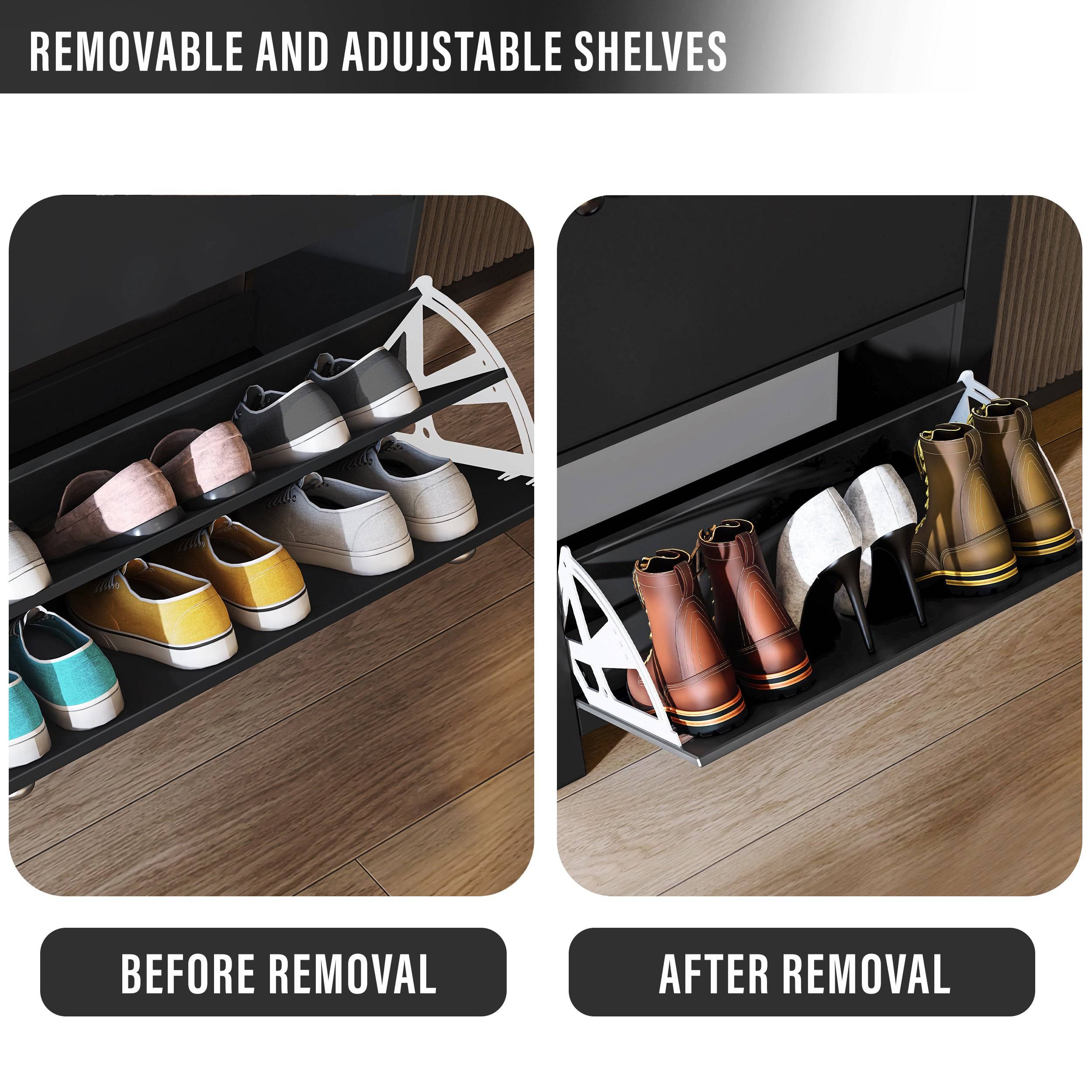 Meuble à chaussures moderne avec tiroirs | Rangement à chaussures à 2 portes