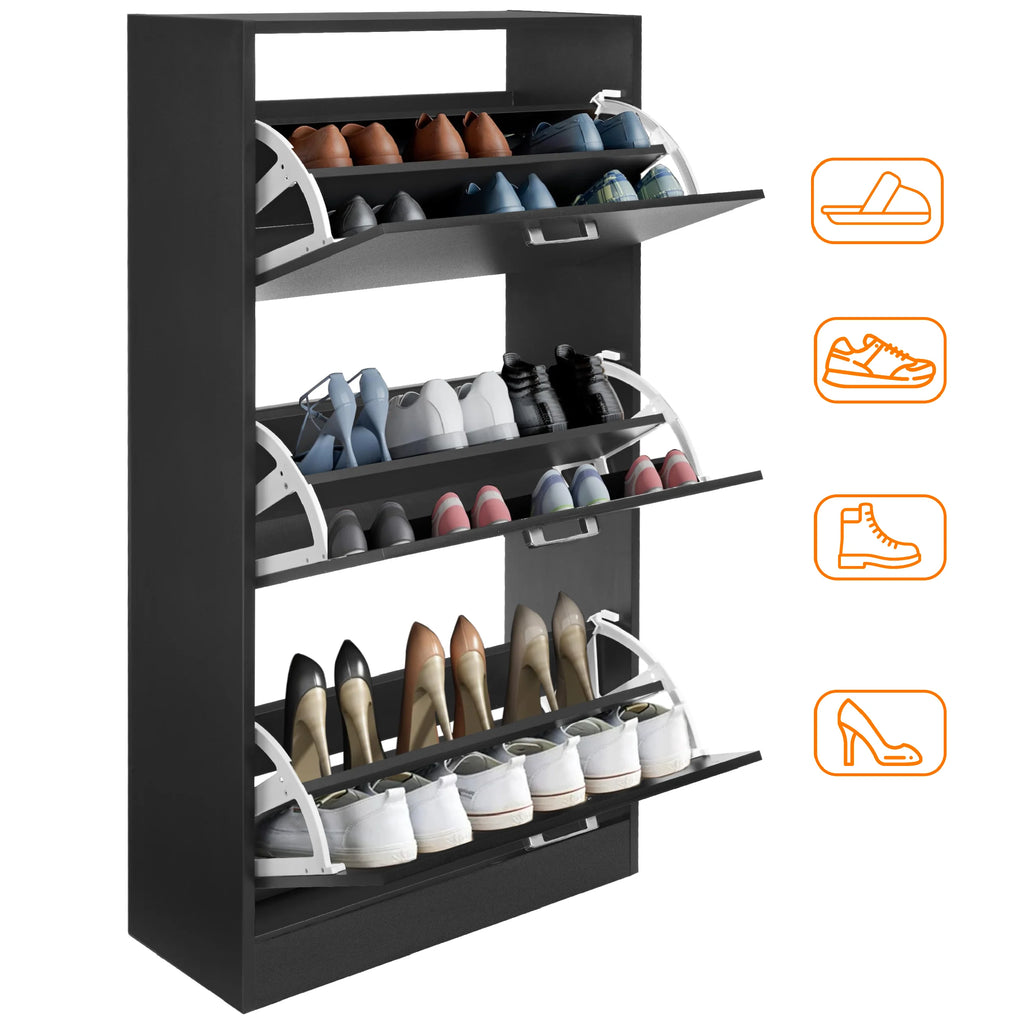 Meuble à chaussures étroit à 3 tiroirs pour entrée - Rangement pour chaussures hautes