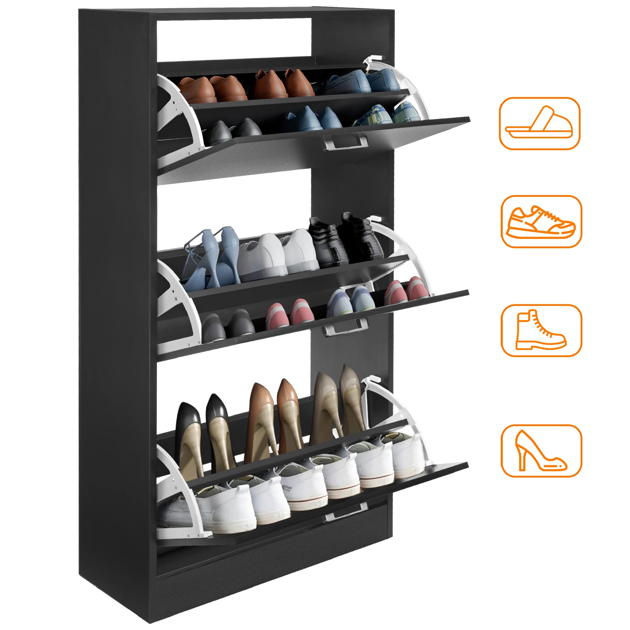 Meuble à chaussures étroit à 3 tiroirs pour entrée - Rangement pour chaussures hautes