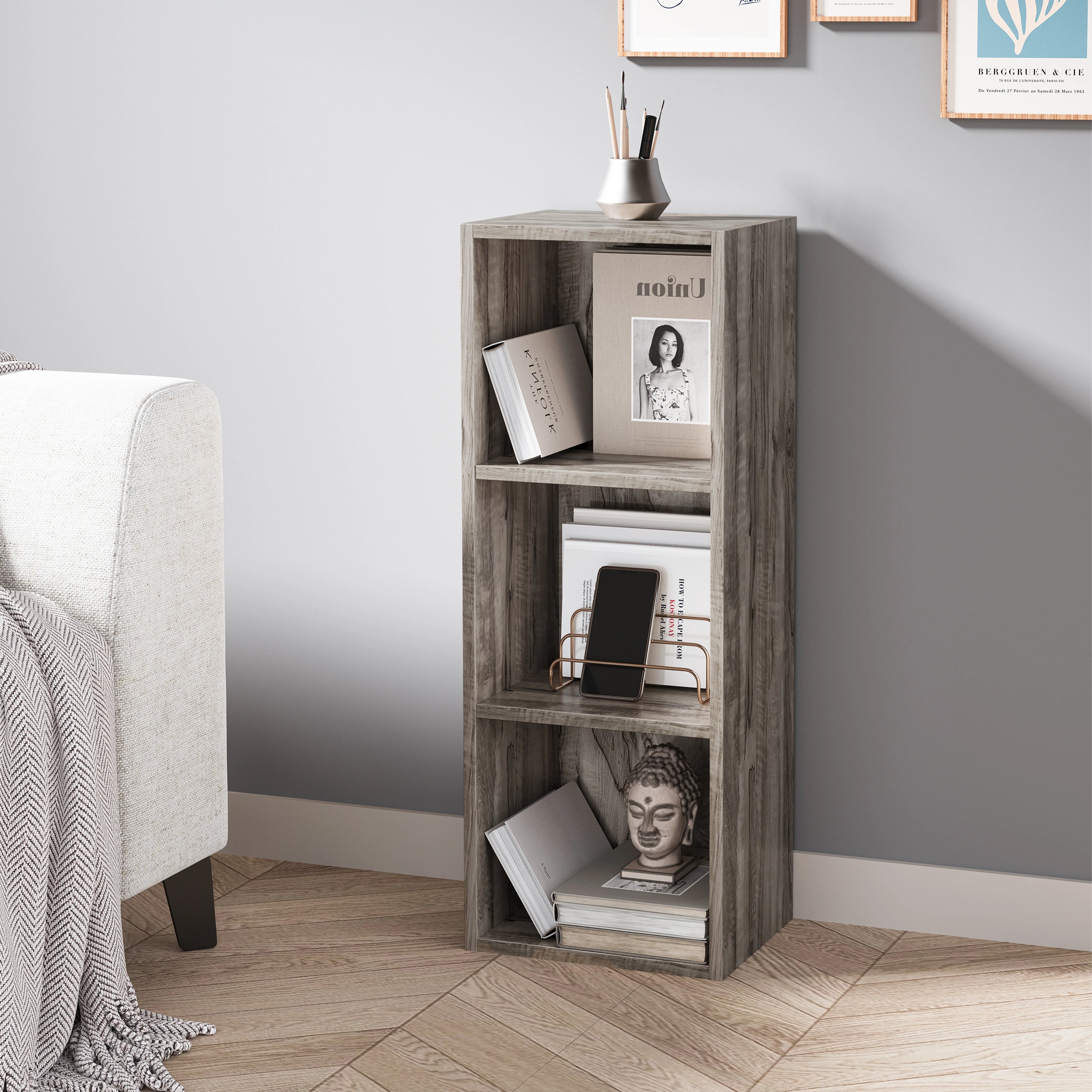 Bibliothèque cubique - Étagère haute et étroite