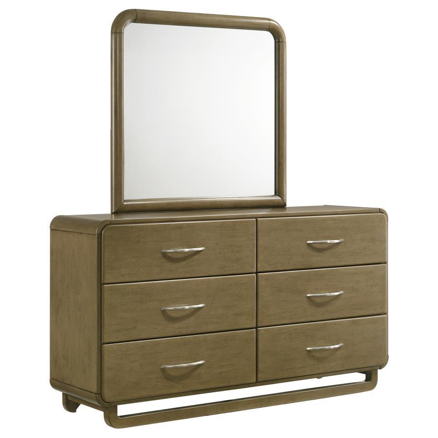 Amsbury - Commode 6 tiroirs et miroir - Muscade