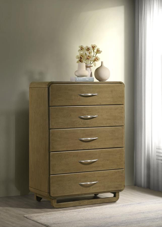Amsbury - Commode 5 tiroirs - Noix de muscade