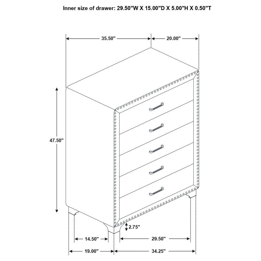Melody - Commode de chambre à 5 tiroirs