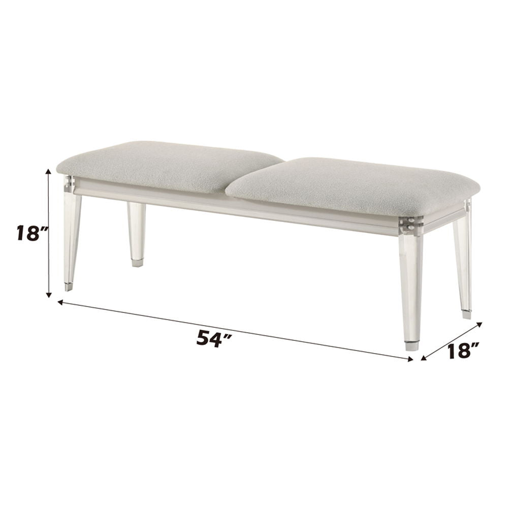 Laveda - Banc - Boucle gris clair et blanc perle