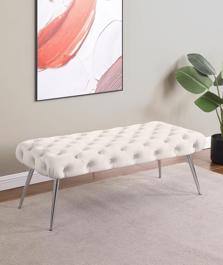 Ella - Banc capitonné rembourré avec pieds en métal
