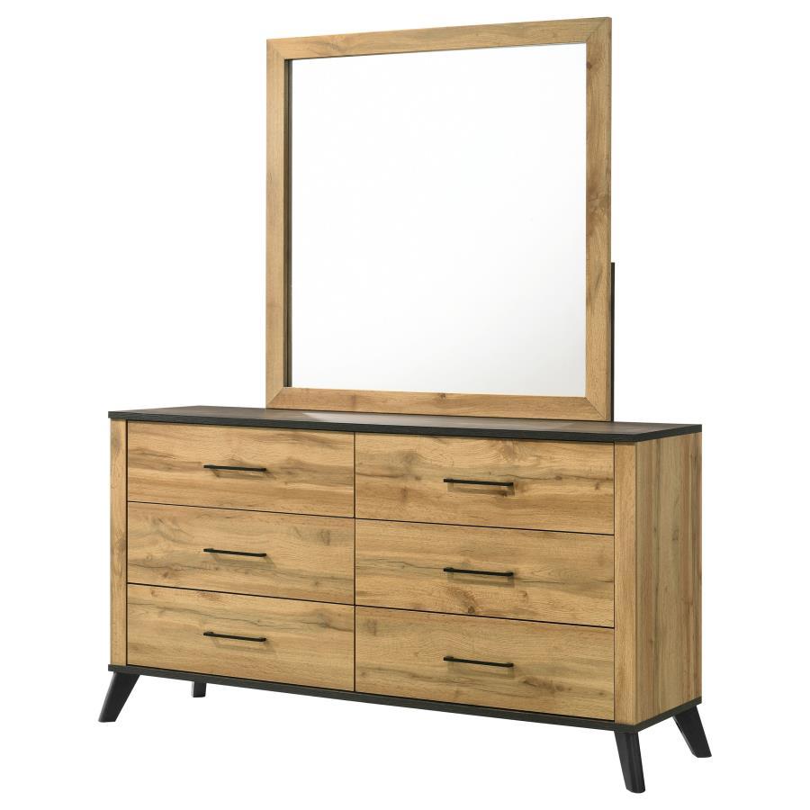 Kaywood - Commode 6 tiroirs et miroir - Pin naturel