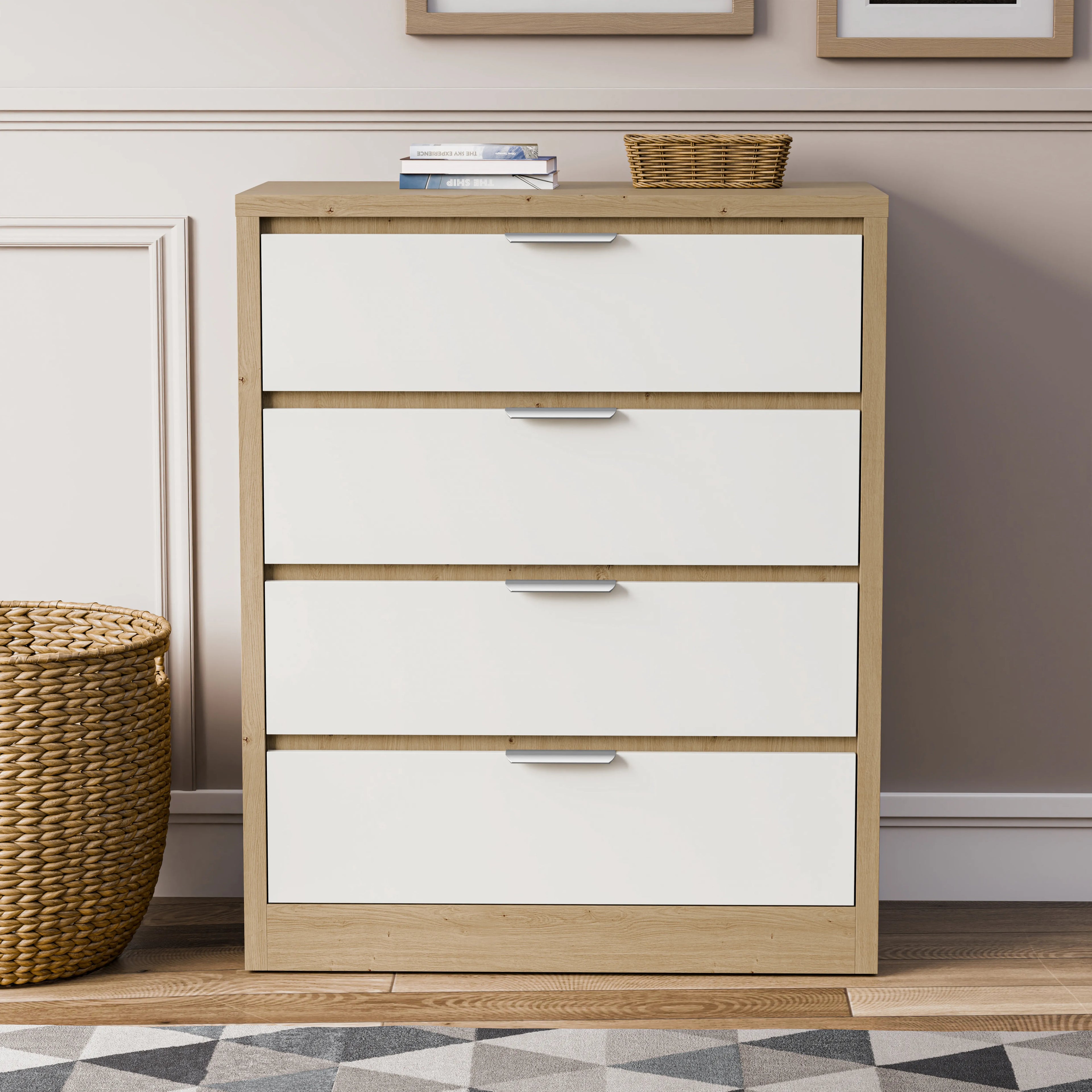 Skova 4 Piece Bedroom Set - Wardrobe and Chest of Drawers