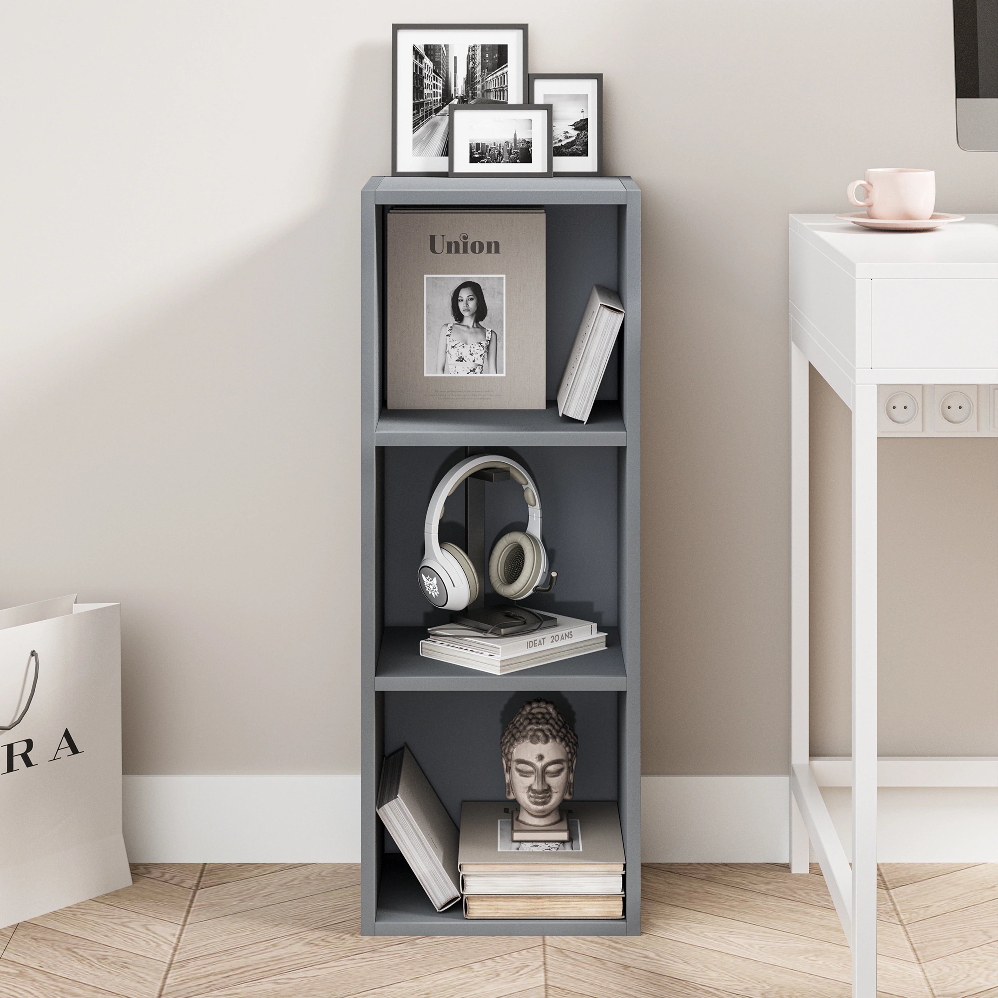 Bookcase Cube Storage Unit - Tall Narrow Bookshelf