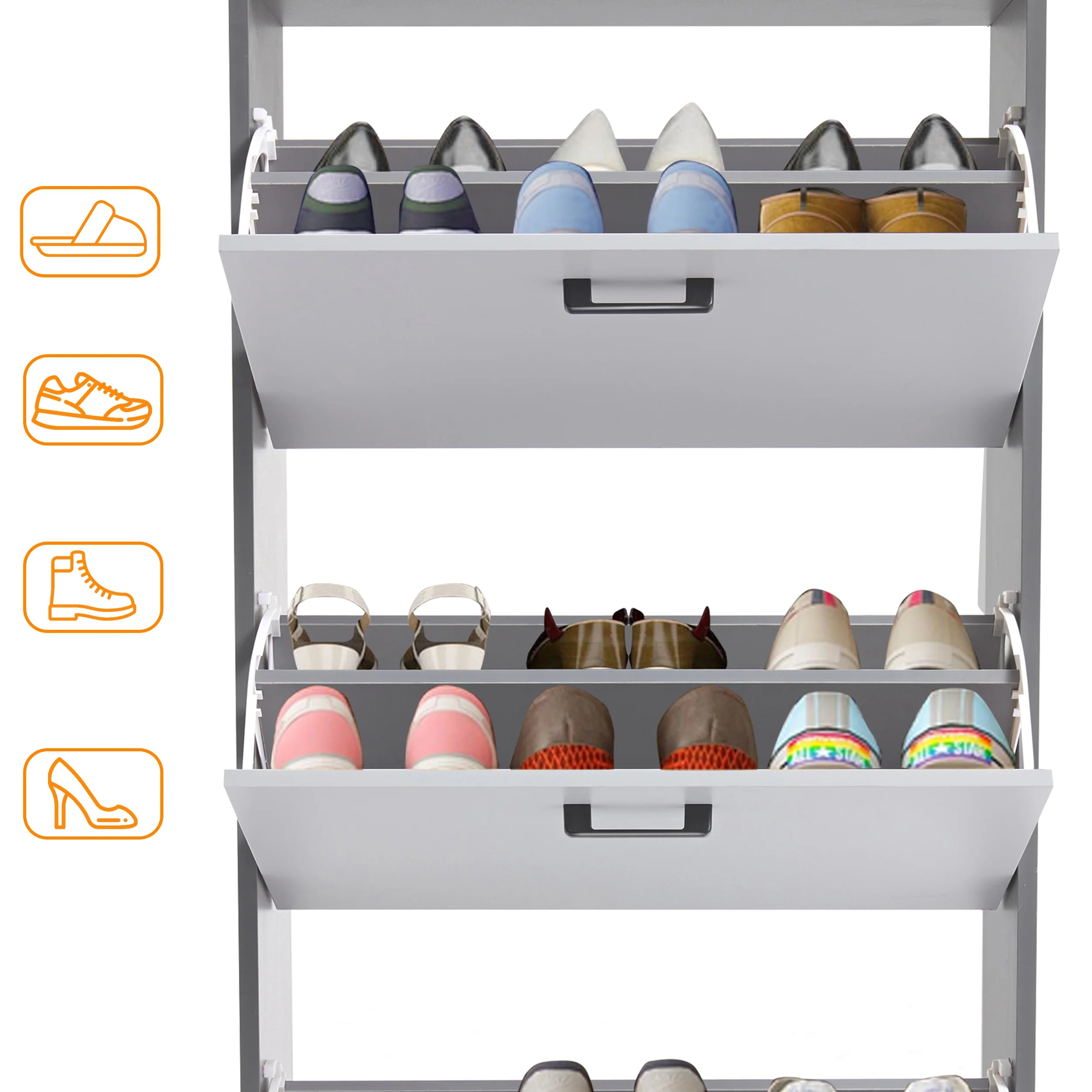 Meuble à chaussures étroit à 3 tiroirs pour entrée - Rangement pour chaussures hautes