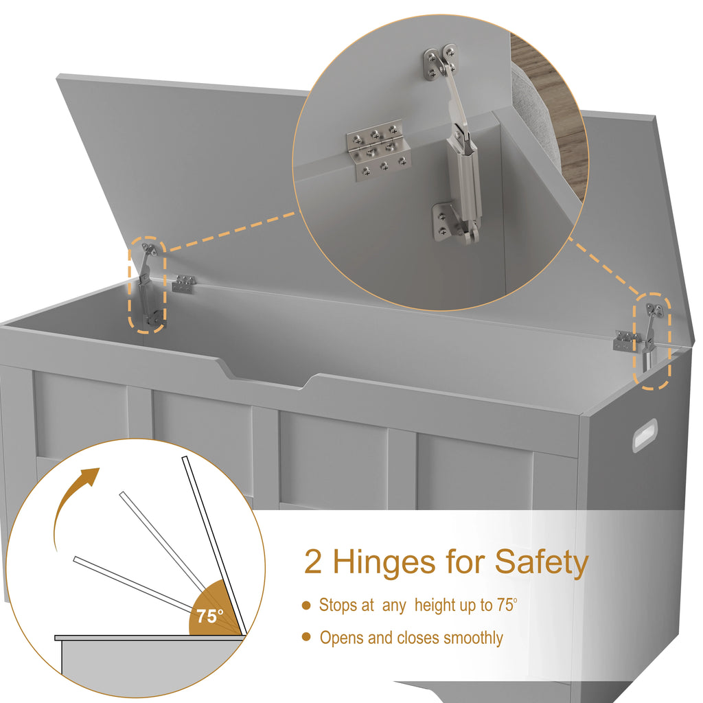 Coffre de rangement - Coffre à couvertures ou à jouets de style shaker avec couvercle et charnières de sécurité