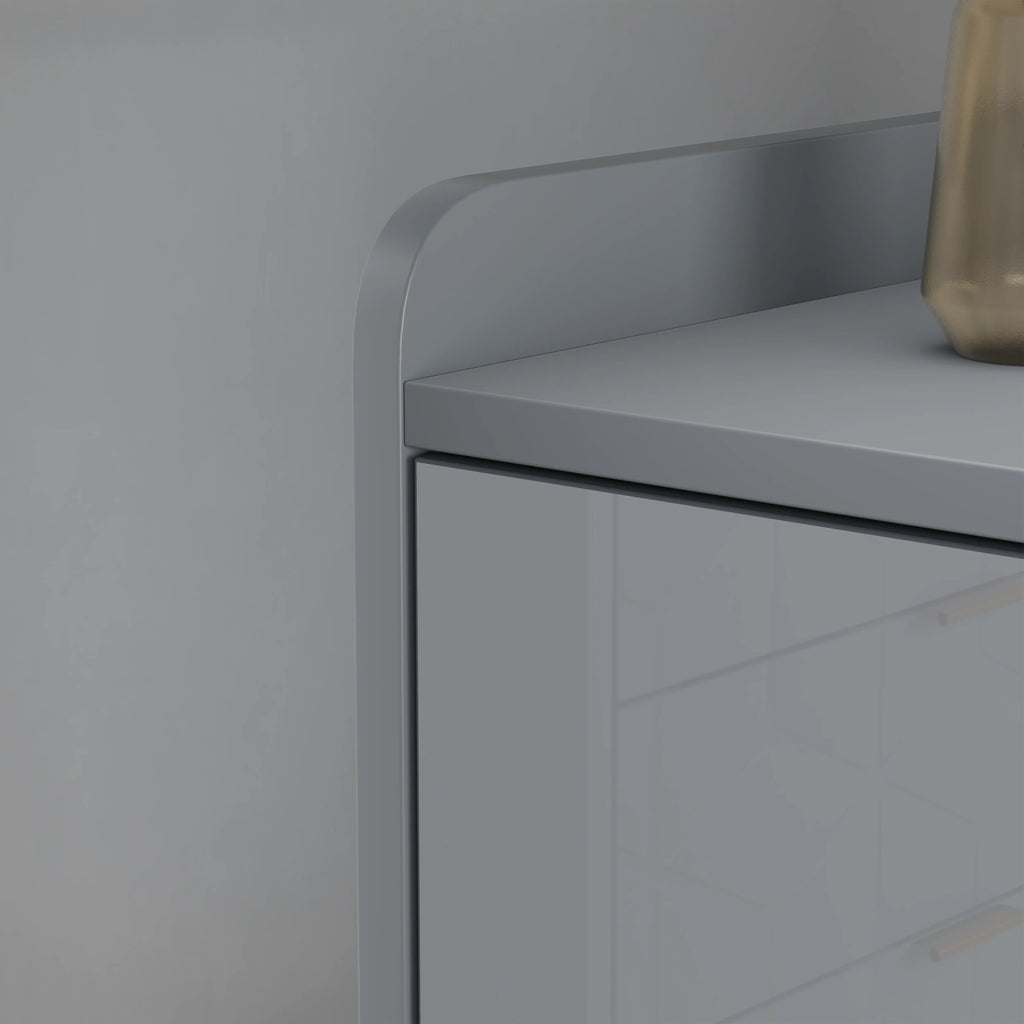 High Gloss TV Unit With LED Lights & 2 Door Storage Cabinets - 160cm